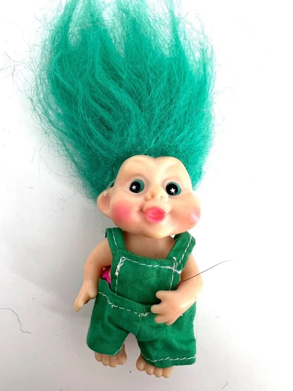 Vintage 1991 Applause Lucky Baby Troll Doll Green Hair